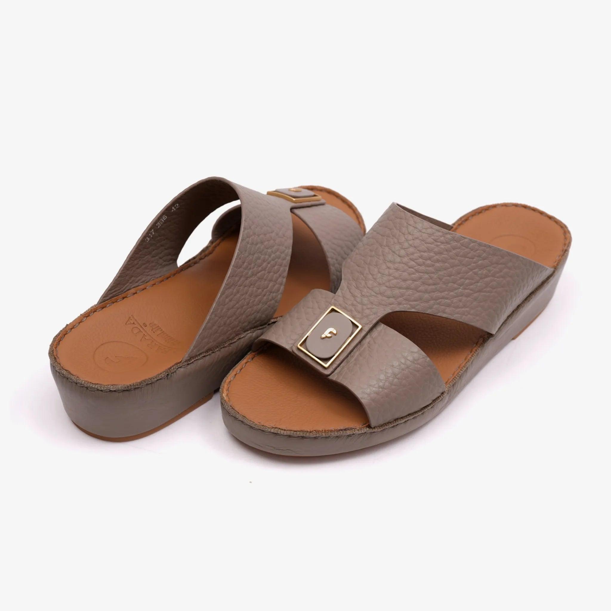 DAVINCI TIMELESS HAMMERED ARABIC SANDALS TAUPE - Farada