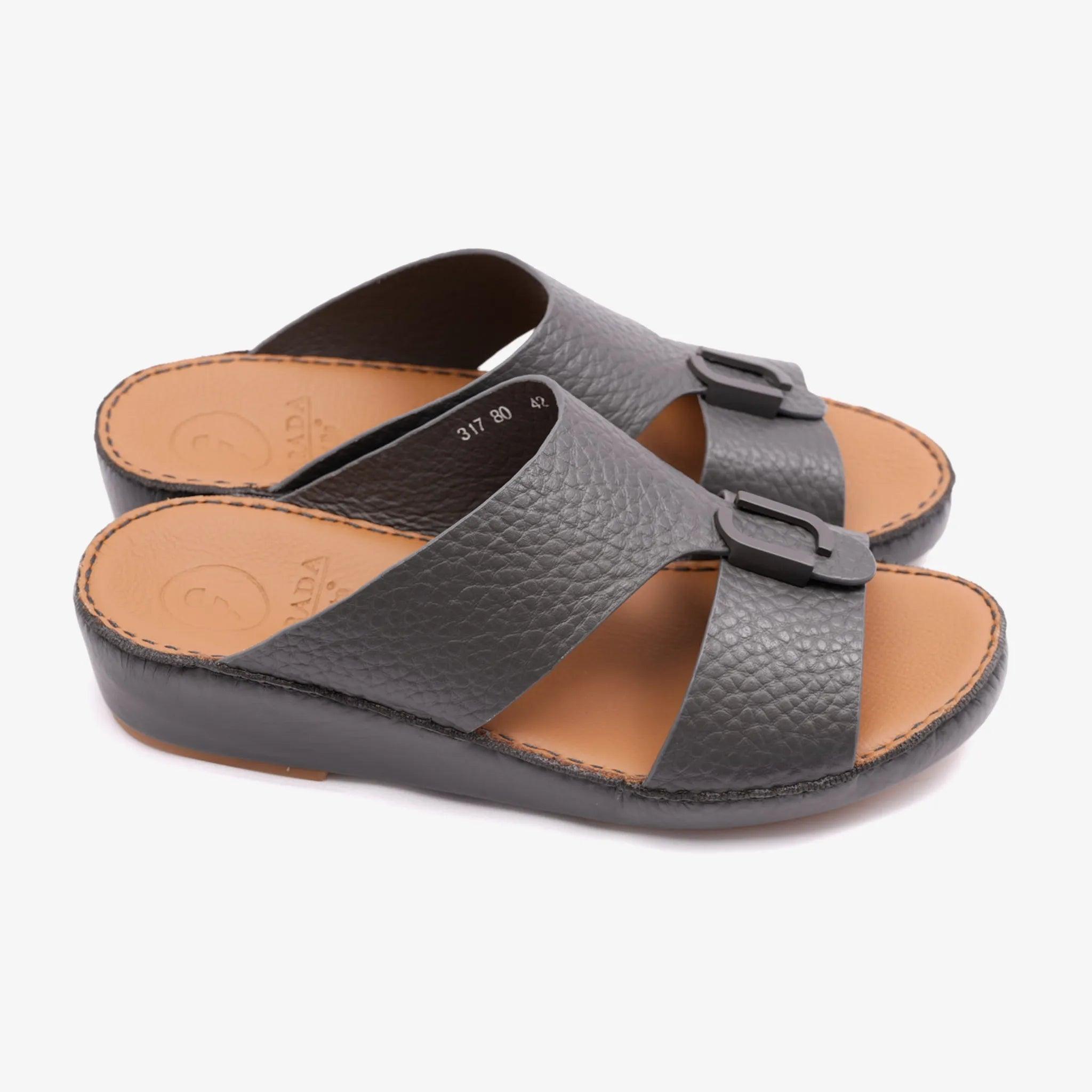 DAVINCI TIMELESS UNLINED HAMMERED CLASSIC ARABIC SANDALS ASFALTO - Farada