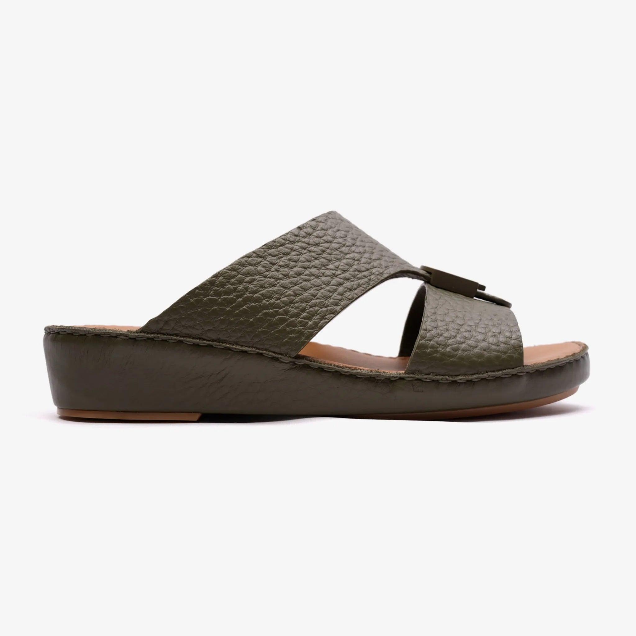 DAVINCI TIMELESS UNLINED HAMMERED CLASSIC ARABIC SANDALS OLIVE - Farada