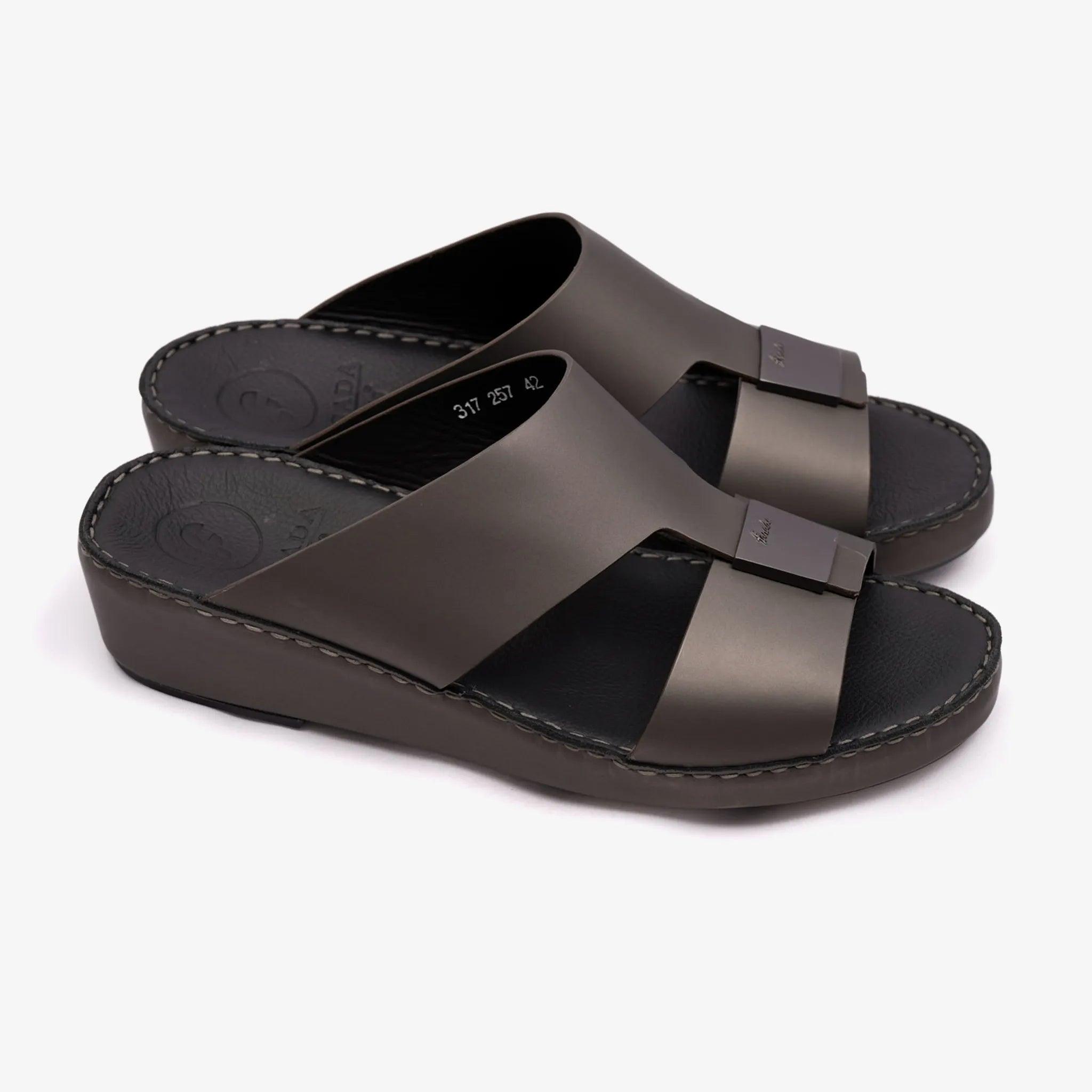 FARADA CLASSIC MATTE MODERN LEATHER MEN SANDALS FUMO - Farada