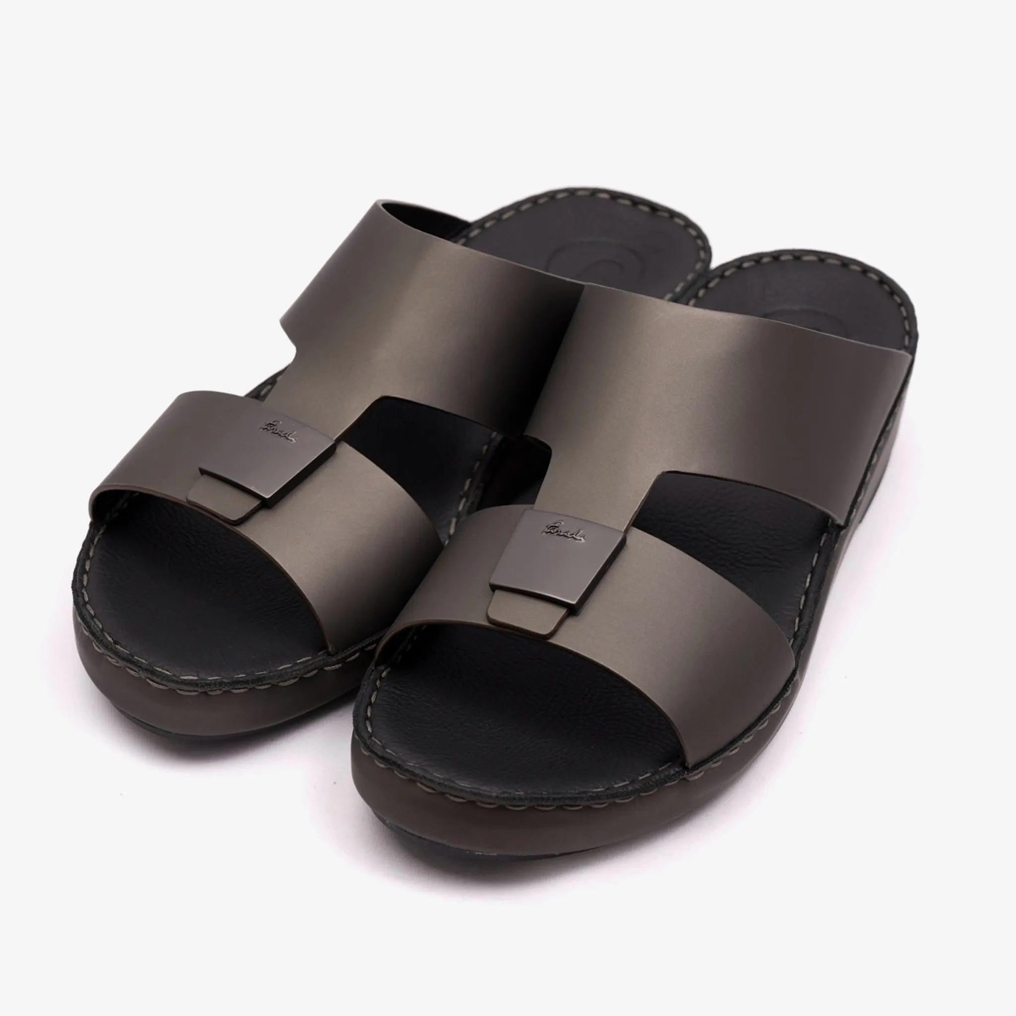 FARADA CLASSIC MATTE MODERN LEATHER MEN SANDALS FUMO - Farada