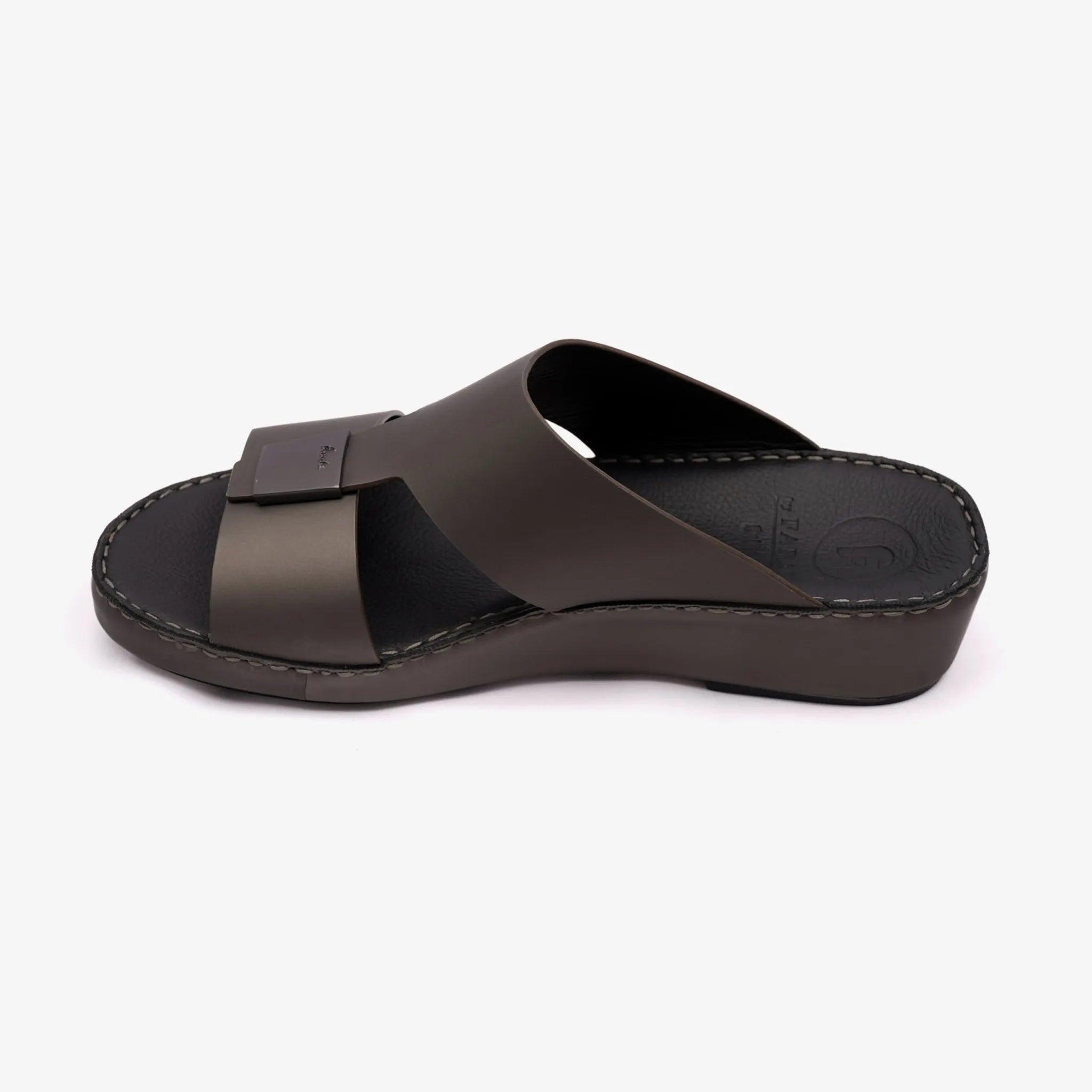 FARADA CLASSIC MATTE MODERN LEATHER MEN SANDALS FUMO - Farada