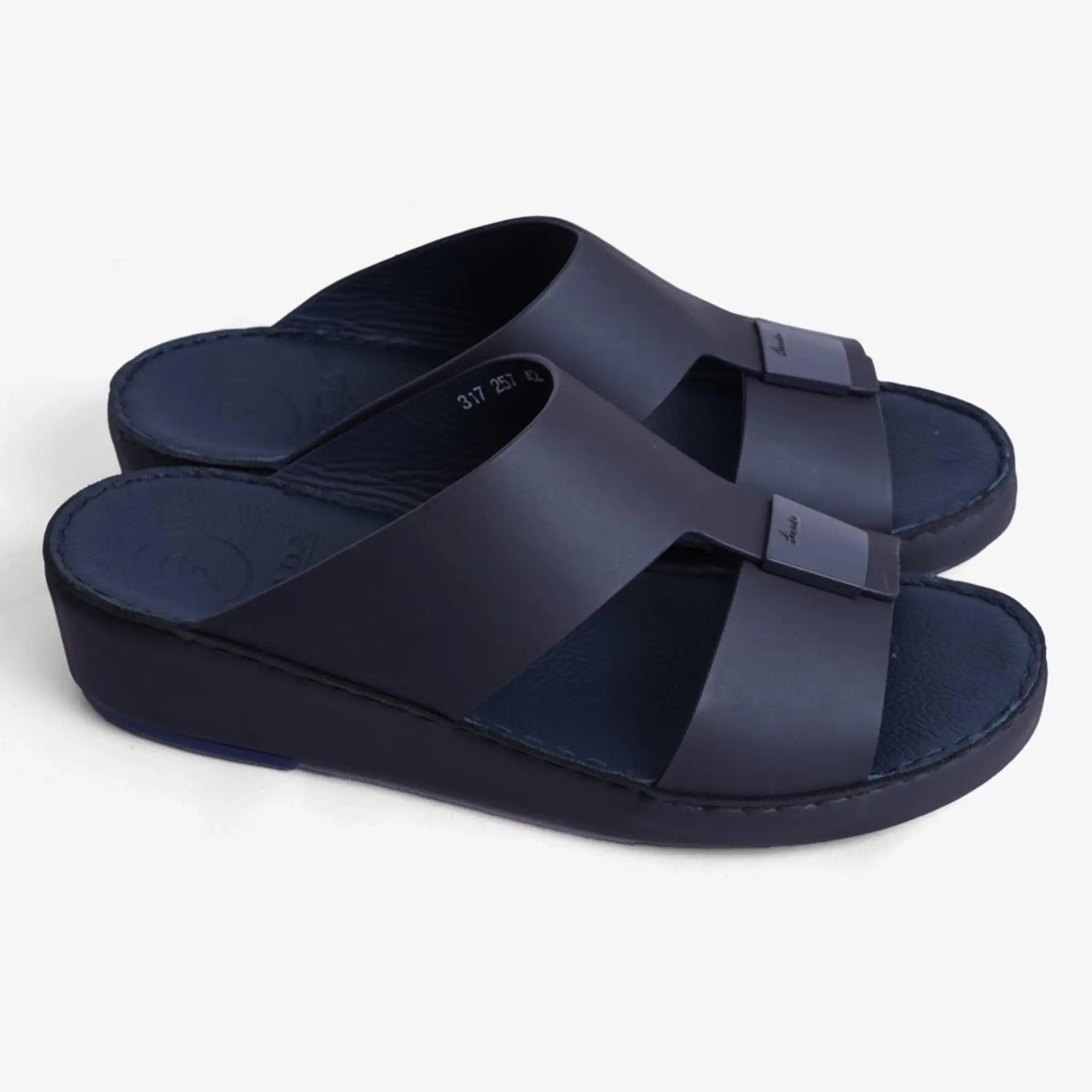 FARADA CLASSIC MATTE MODERN LEATHER MEN SANDALS NAVY - Farada