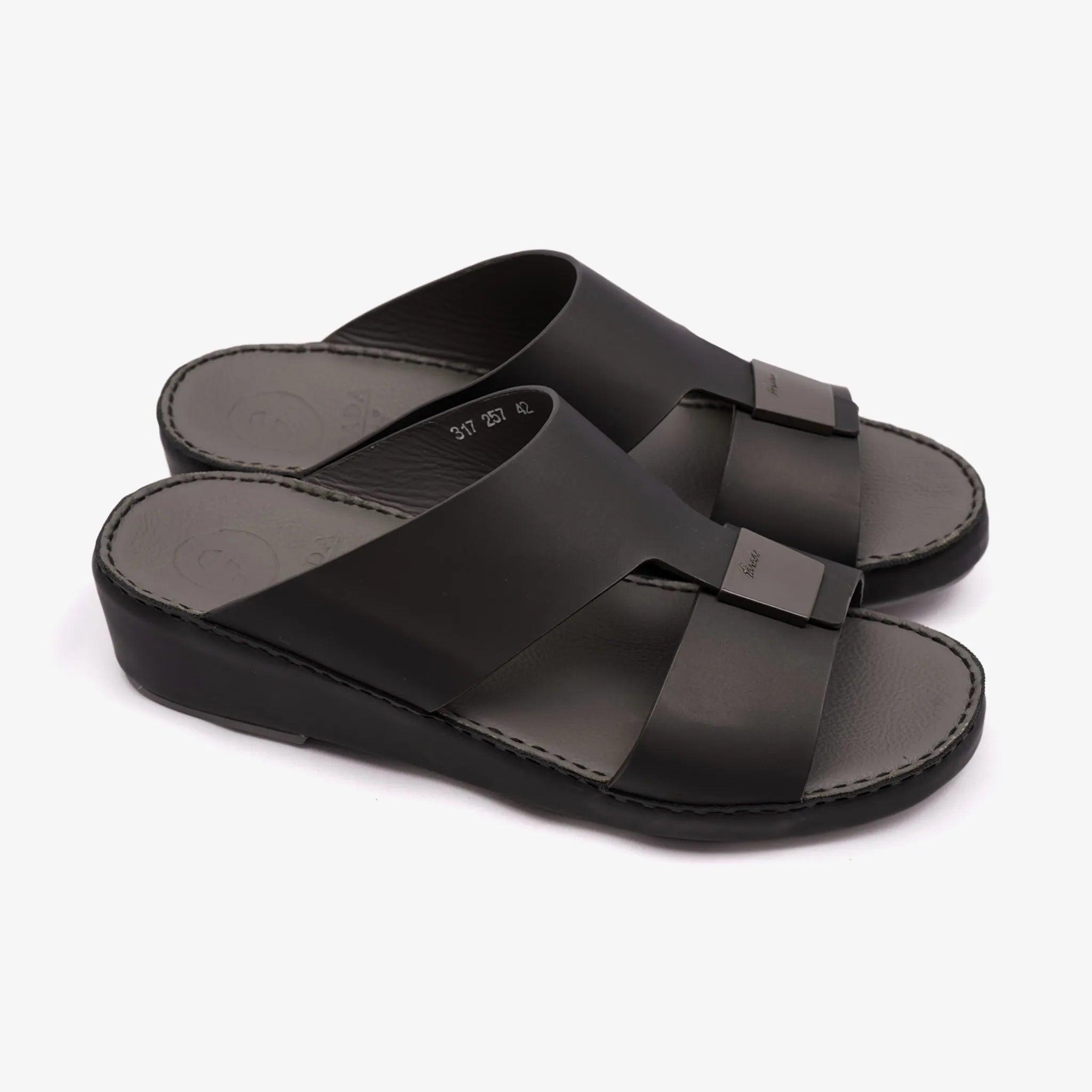 FARADA CLASSIC MATTE MODERN LEATHER MEN SANDALS PIOMBO - Farada