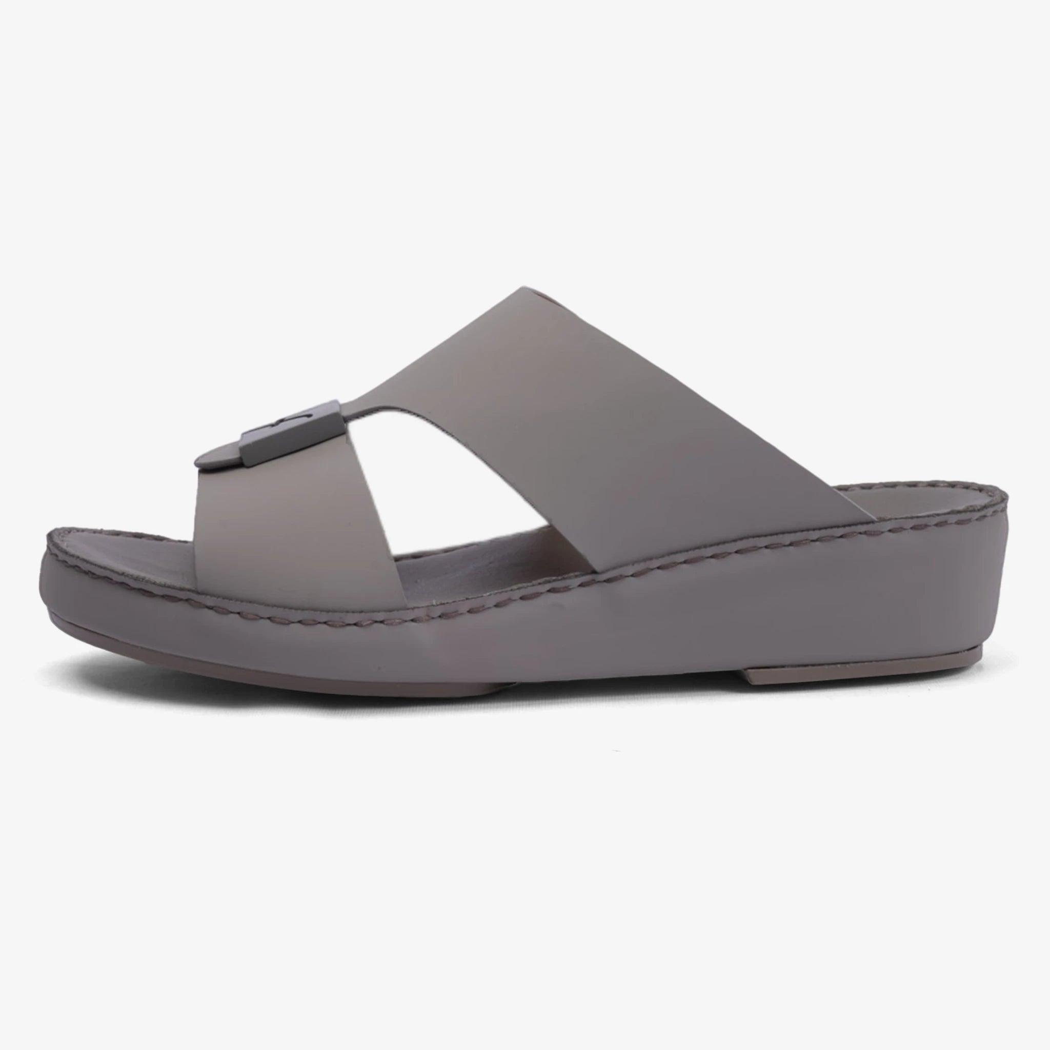 FARADA MATTE LEATHER SANDALS WITH FANCY TRIM LONDON-SKY - Farada