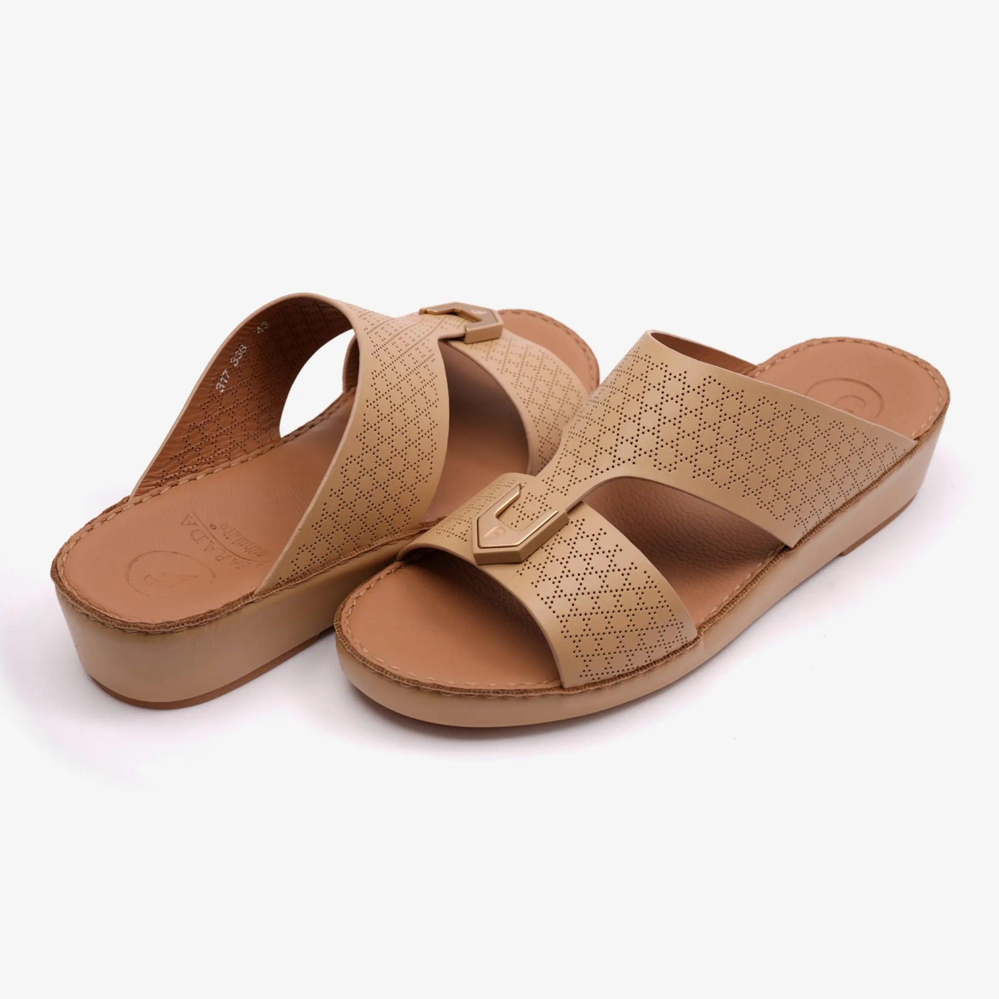 FARADA TIMELESS UNLINED HAMMERED ARABIC MEN SANDALS SABBIA - Farada