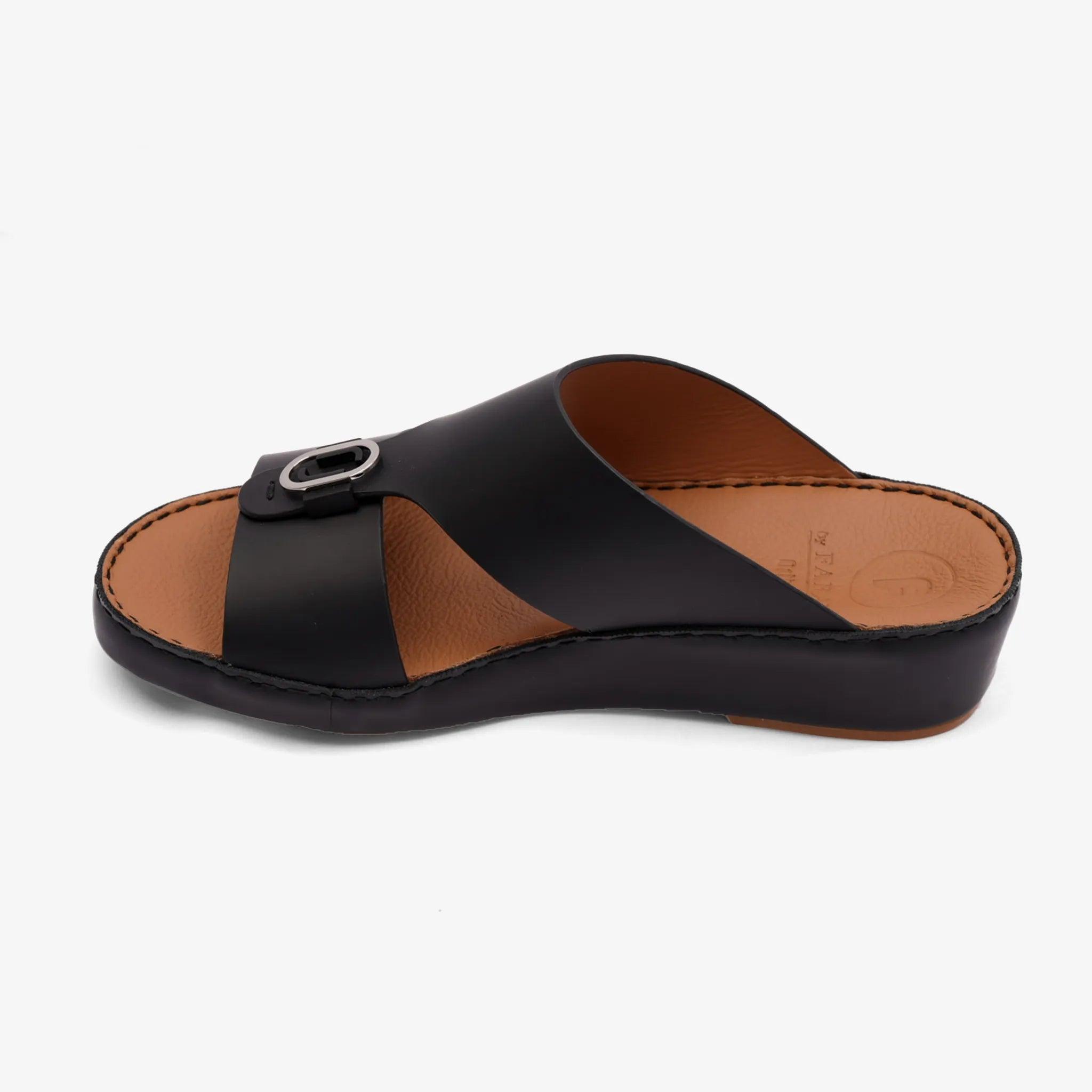 FARADA TIMELESS UNLINED HAMMERED ARABIC SANDALS BLACK - Farada