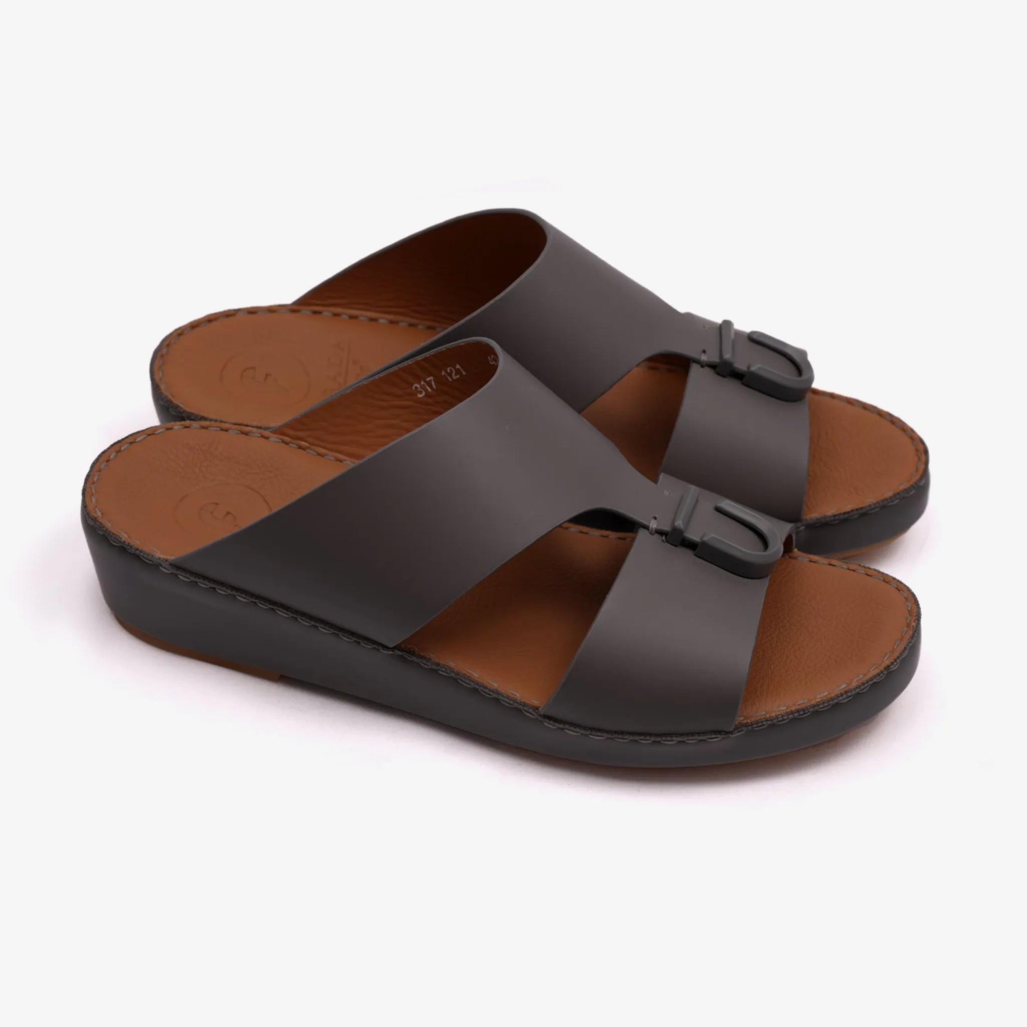 MATTE BERNINI CLASSIC ARABIC LEATHER SANDALS BLACK - Farada