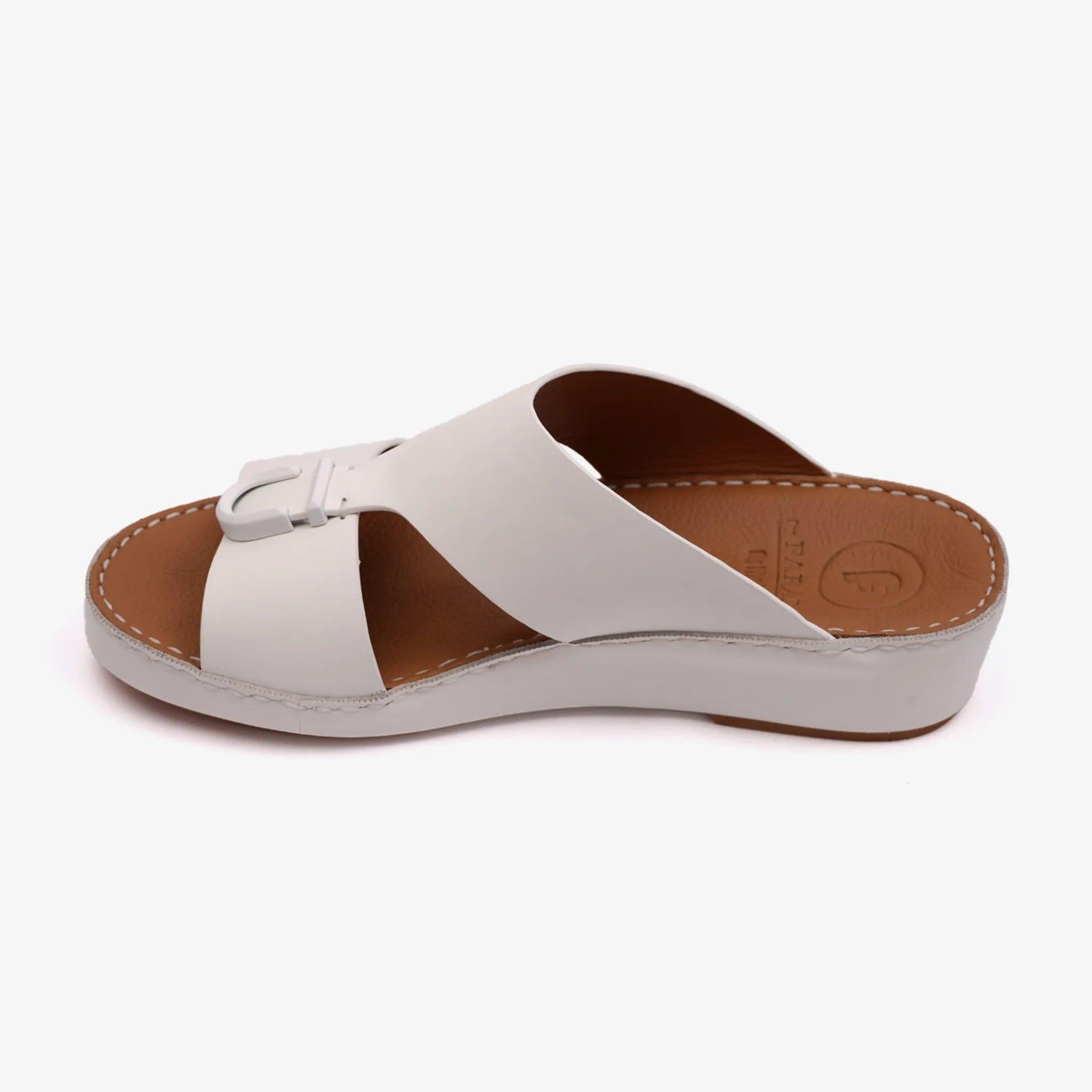 MATTE BERNINI CLASSIC ARABIC LEATHER SANDALS WHITE - Farada