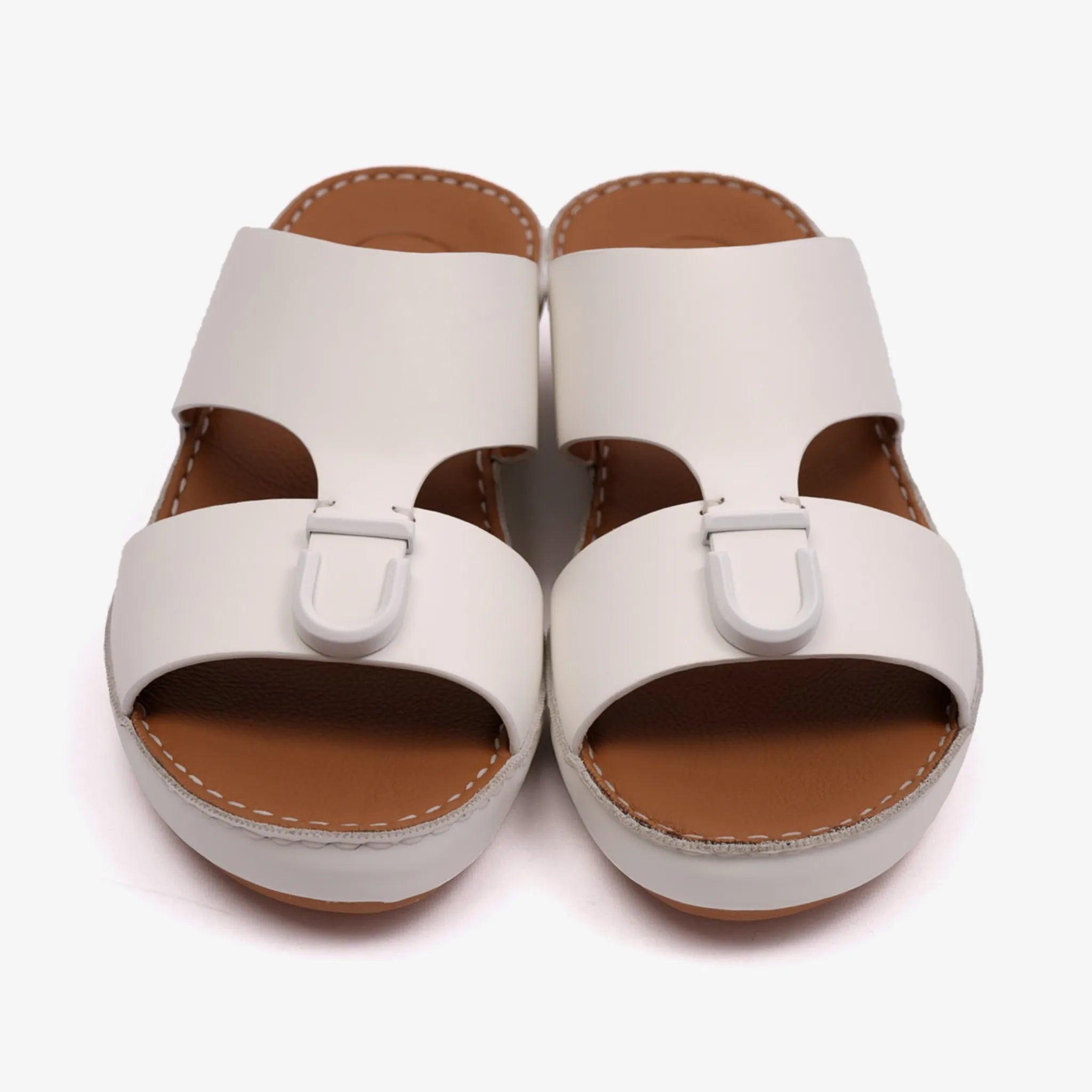 MATTE BERNINI CLASSIC ARABIC LEATHER SANDALS WHITE - Farada